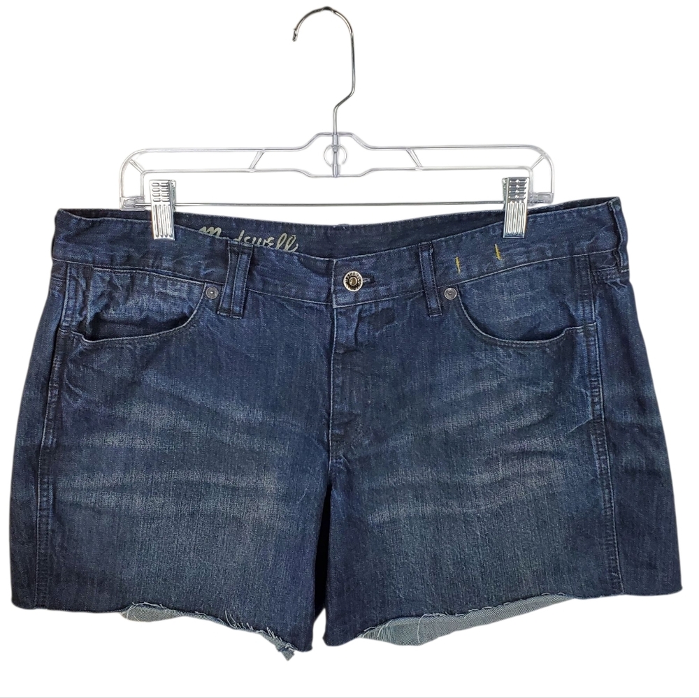 MADEWELL Dark Wash Denim Cutoff Jean Shorts Raw Hem Size 32